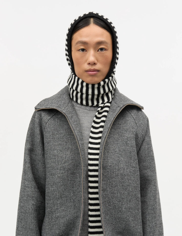 Wool Freja Hooded Scarf - Stripe