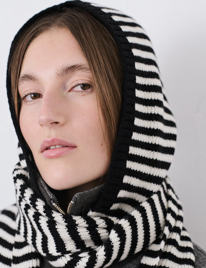 Wool Freja Hooded Scarf - Stripe