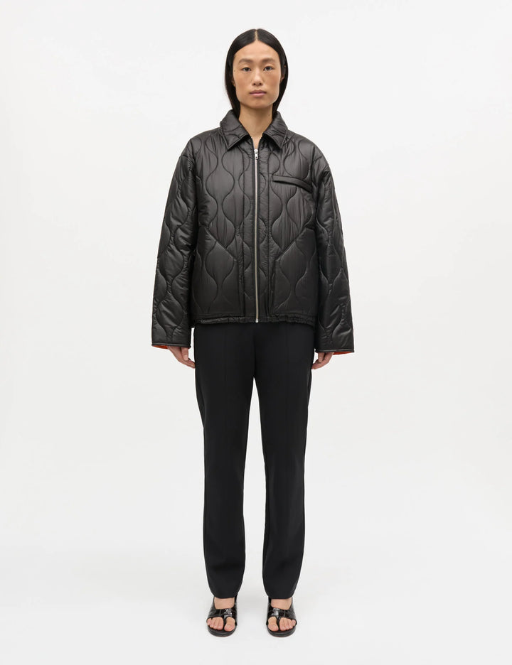 Shiny Ripstop Flora Jacket - Black