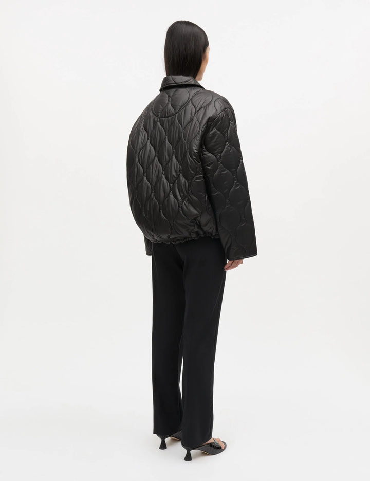 Shiny Ripstop Flora Jacket - Black