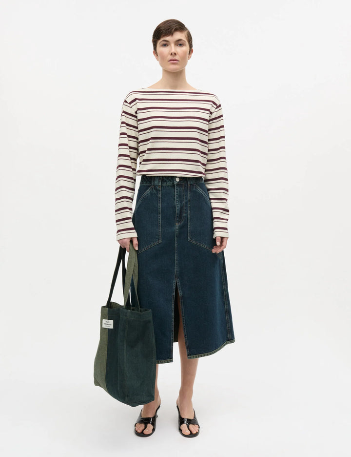 Pablo Gabi Tee LS - Wine Stripe
