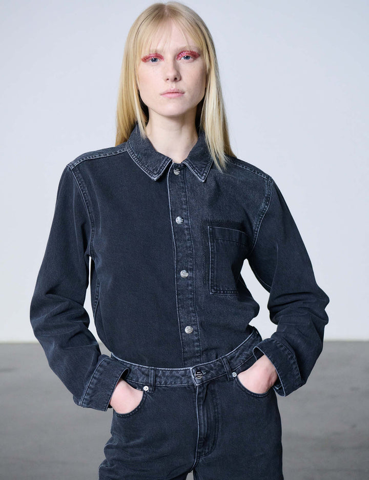 Salvo Denim Crash Shirt - Washed Black