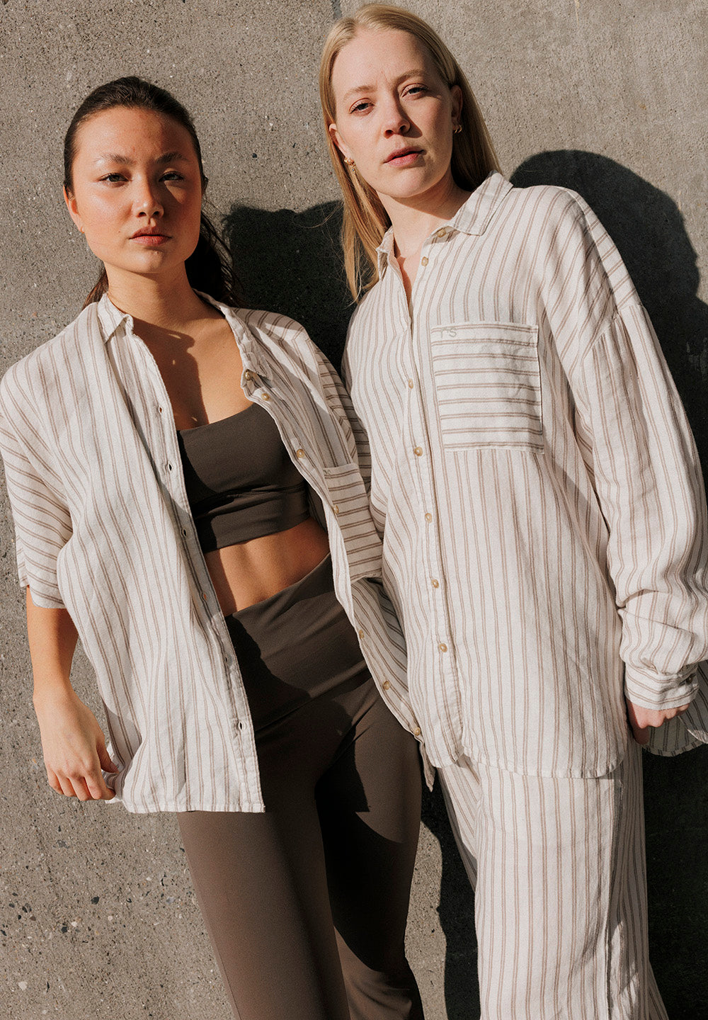 Striped Shirt PJ, Warm Grey