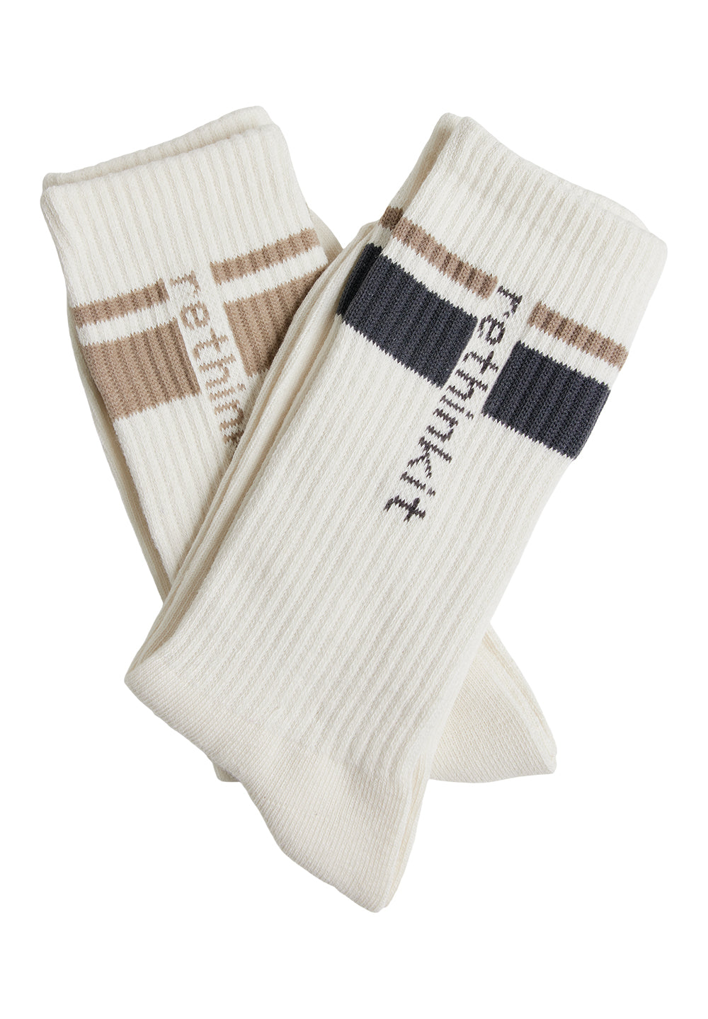 Rethinkit Striped Crew Socks 2 Pack, Ink Mocha