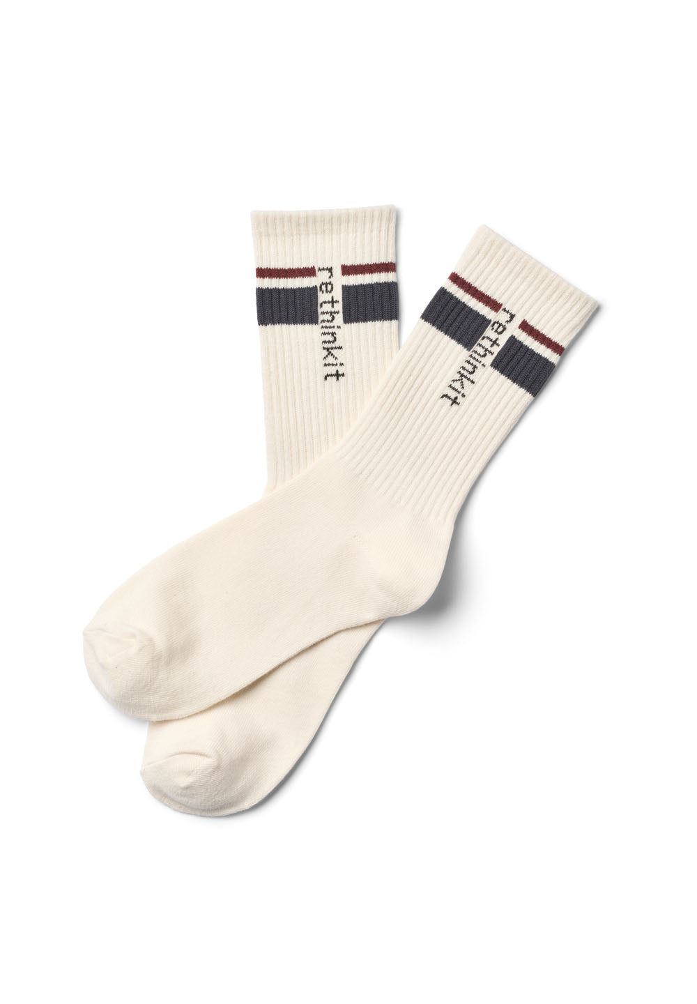 Rethinkit Striped Crew Socks 2 Pack, Ink black