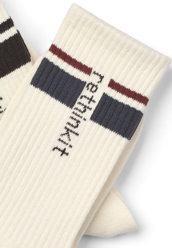Rethinkit Striped Crew Socks 2 Pack, Ink black