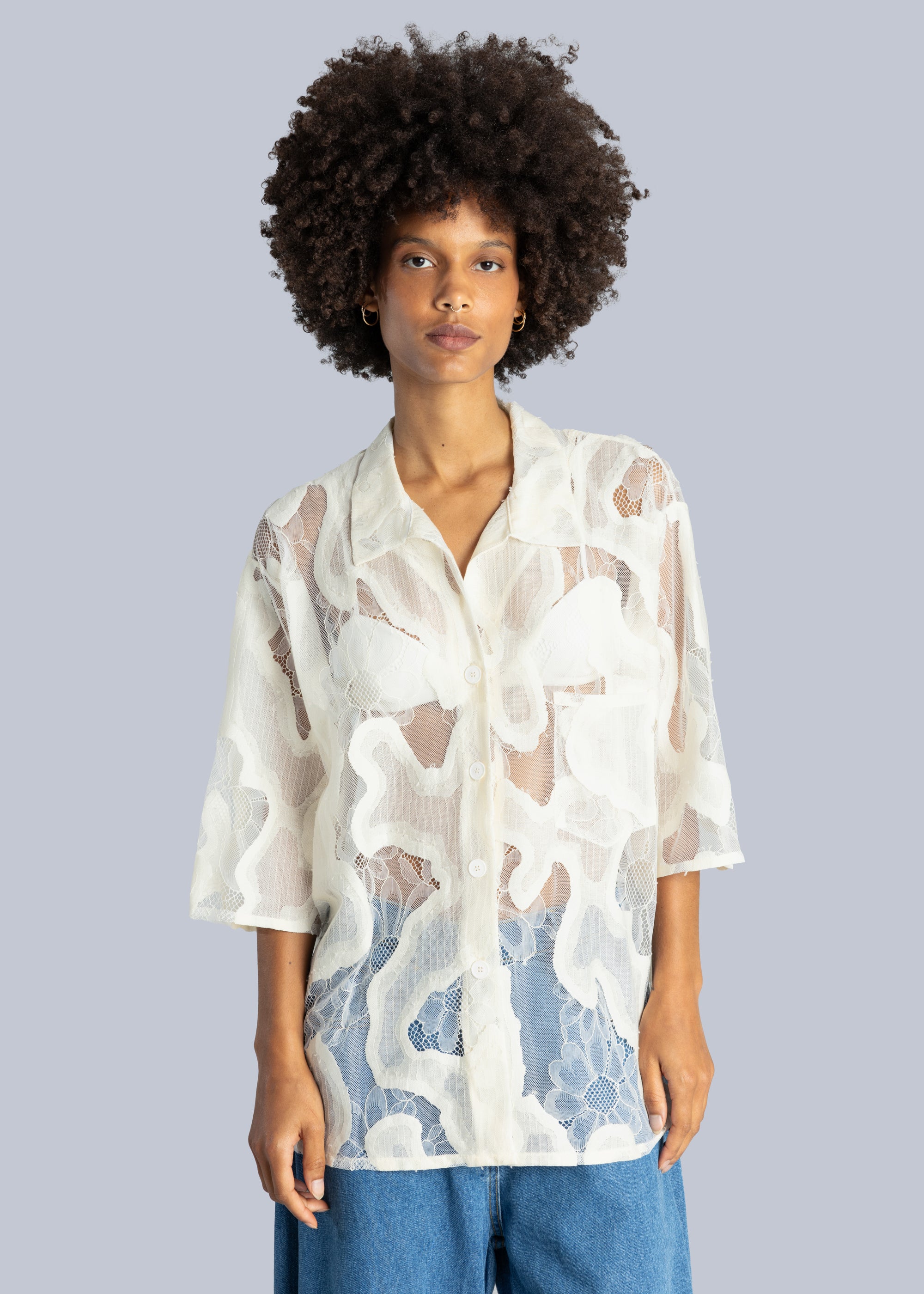 Oversized Sheer Lace Shirt