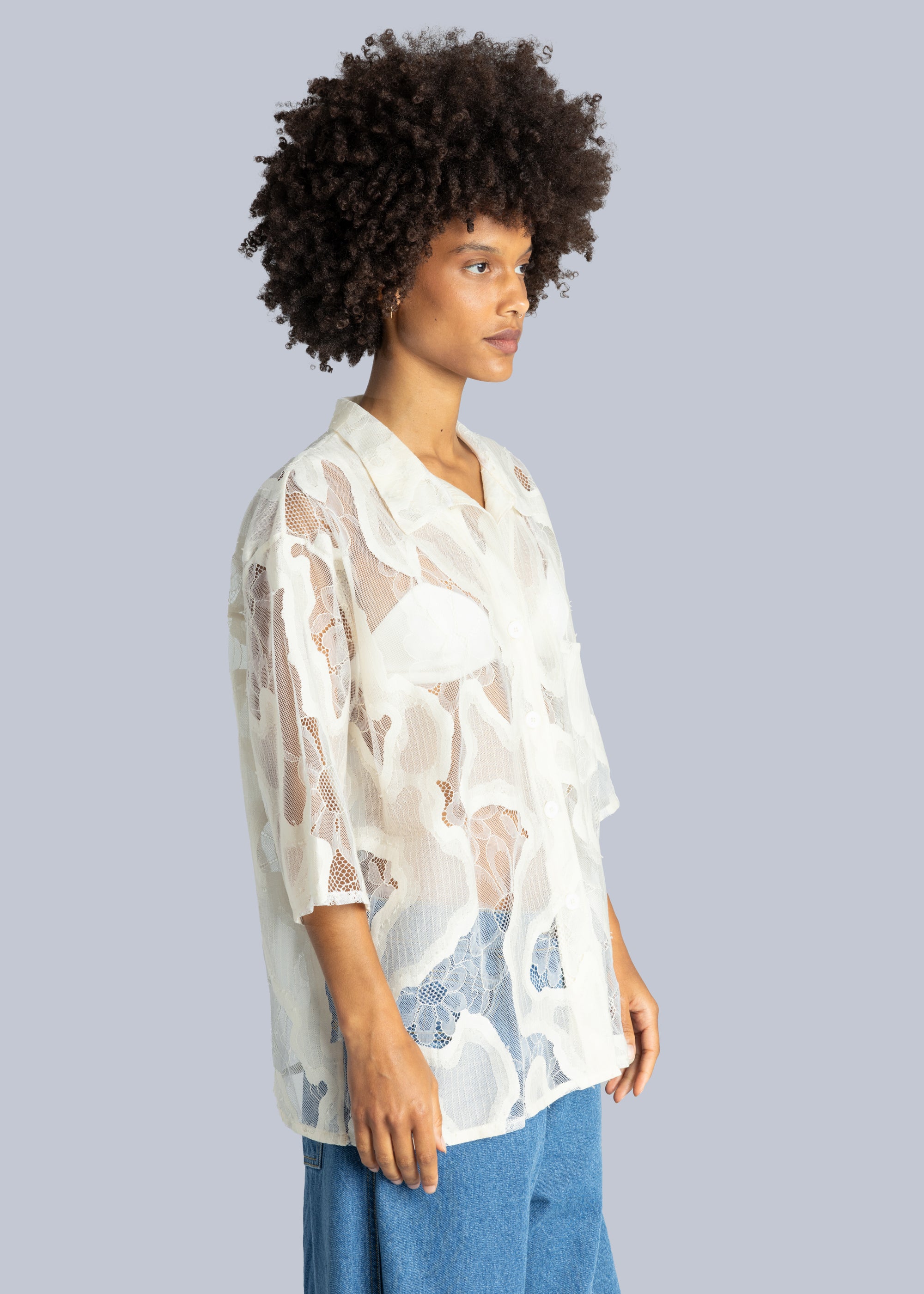 Oversized Sheer Lace Shirt