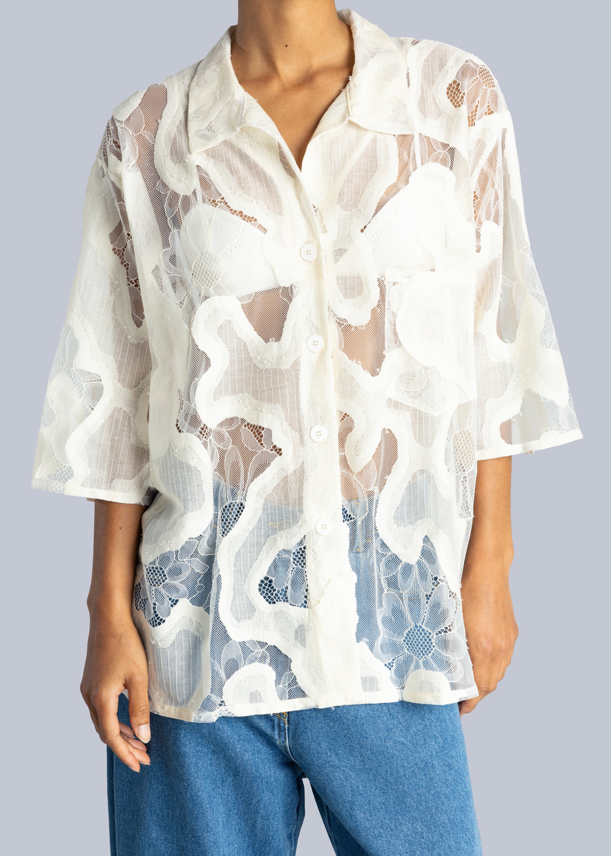 Oversized Sheer Lace Shirt
