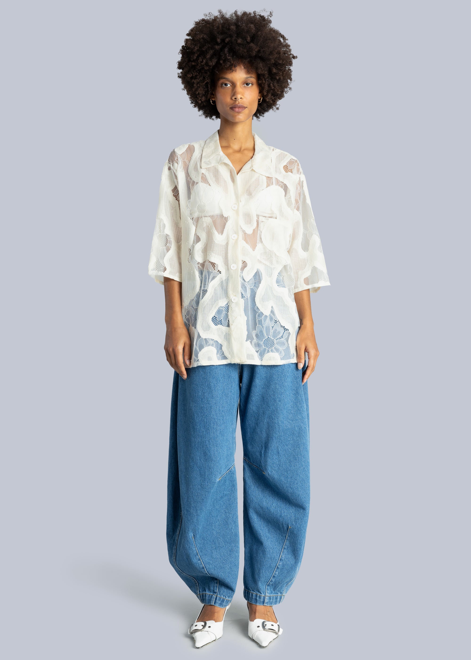 Oversized Sheer Lace Shirt