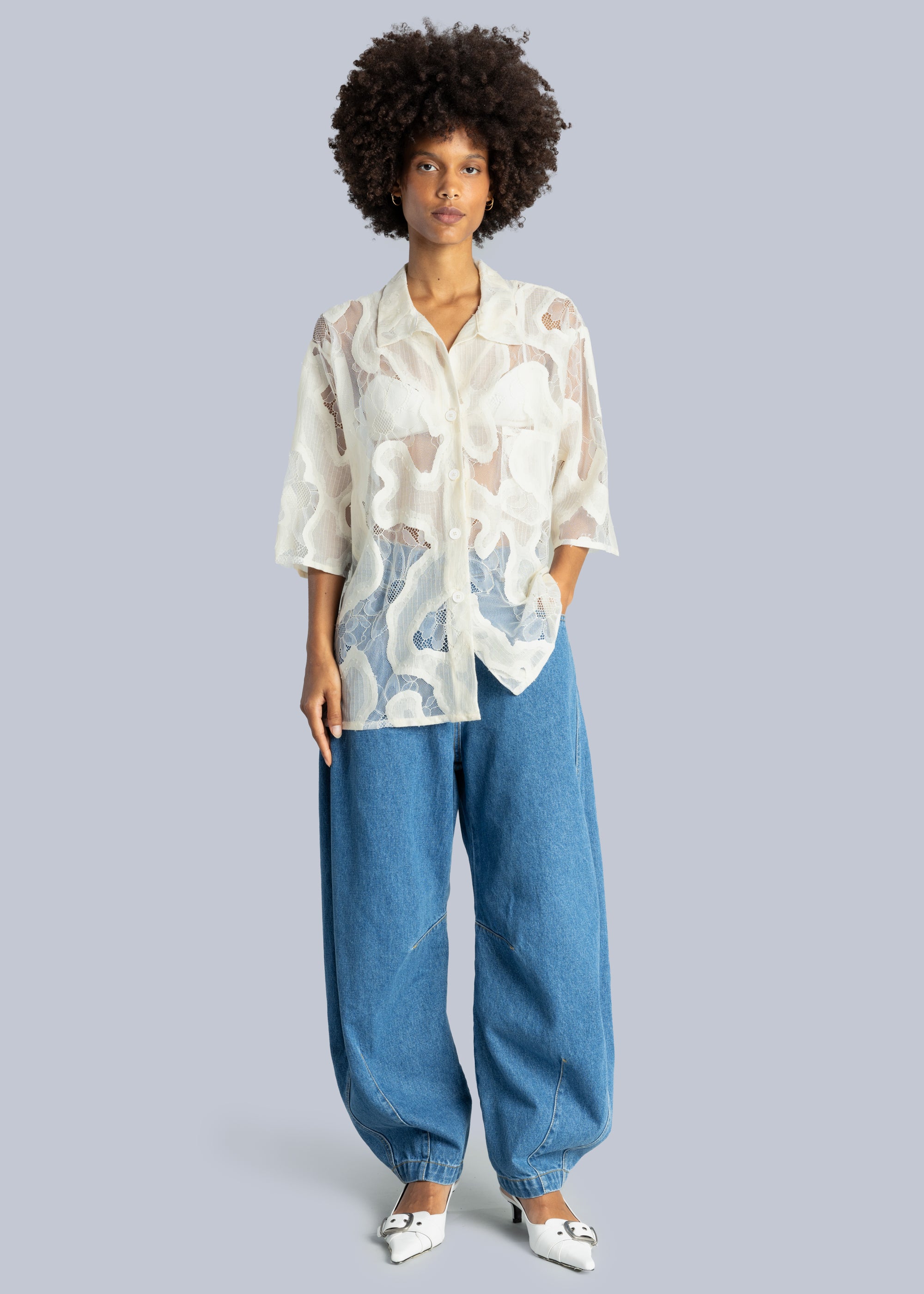 Oversized Sheer Lace Shirt
