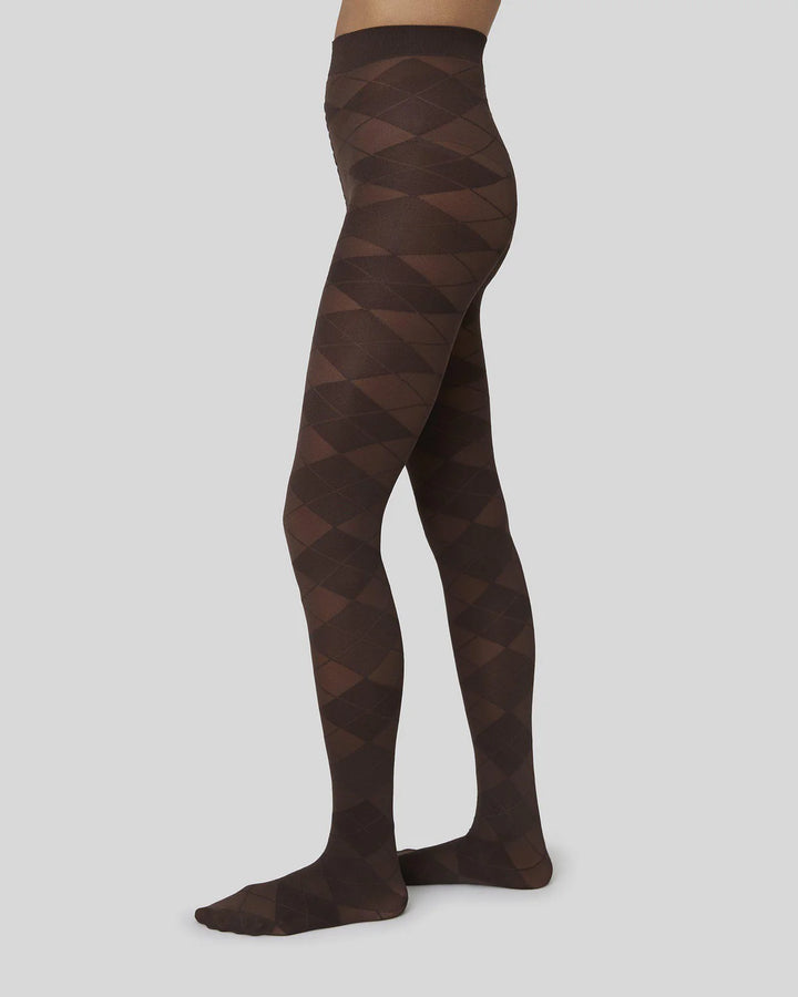 Rebecka Argyle Tights - Dark Brown