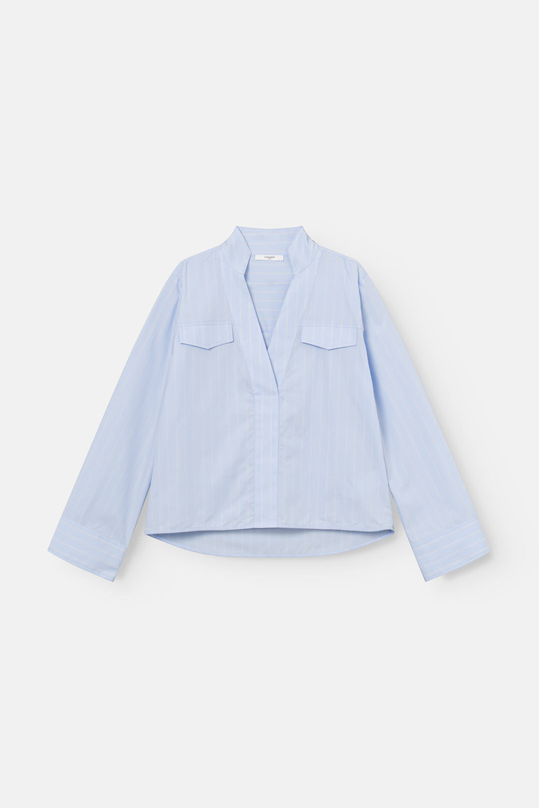 Marbella Blouse, Blue Pinstripe
