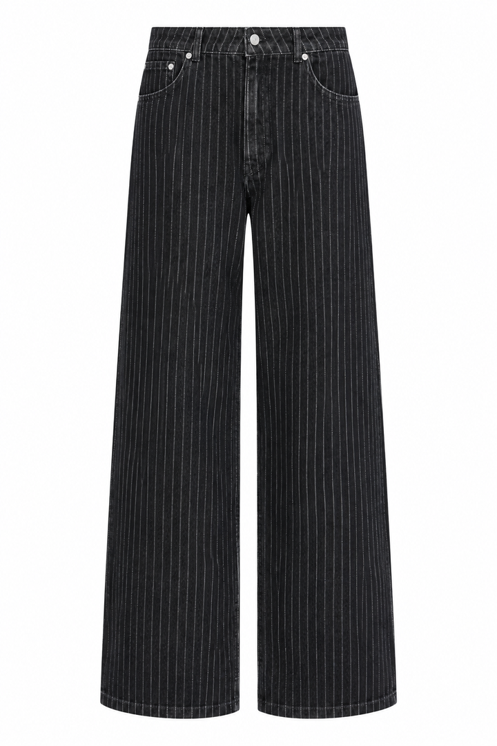Hannoli Pinstripe Jeans - Black