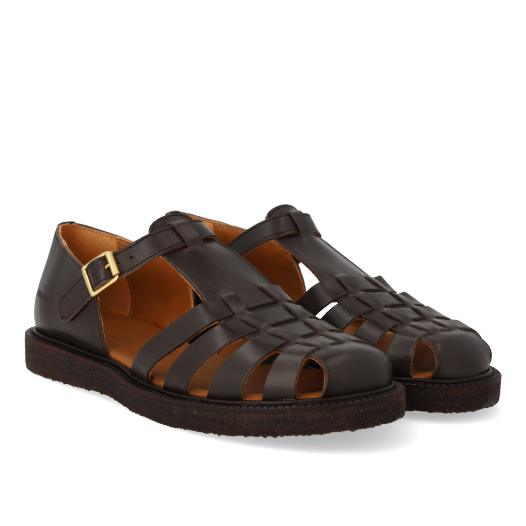 Strap buckle sandal, Dark Brown