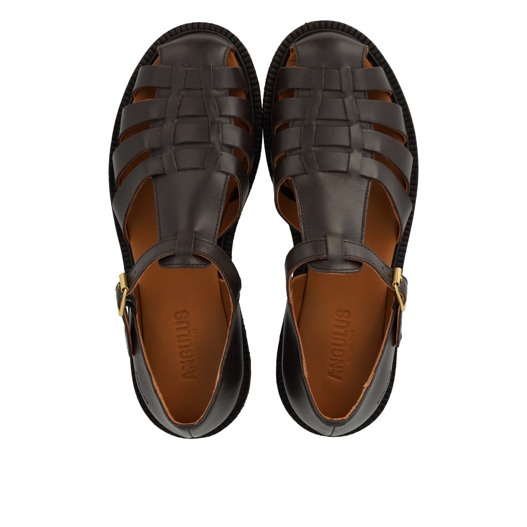 Strap buckle sandal, Dark Brown