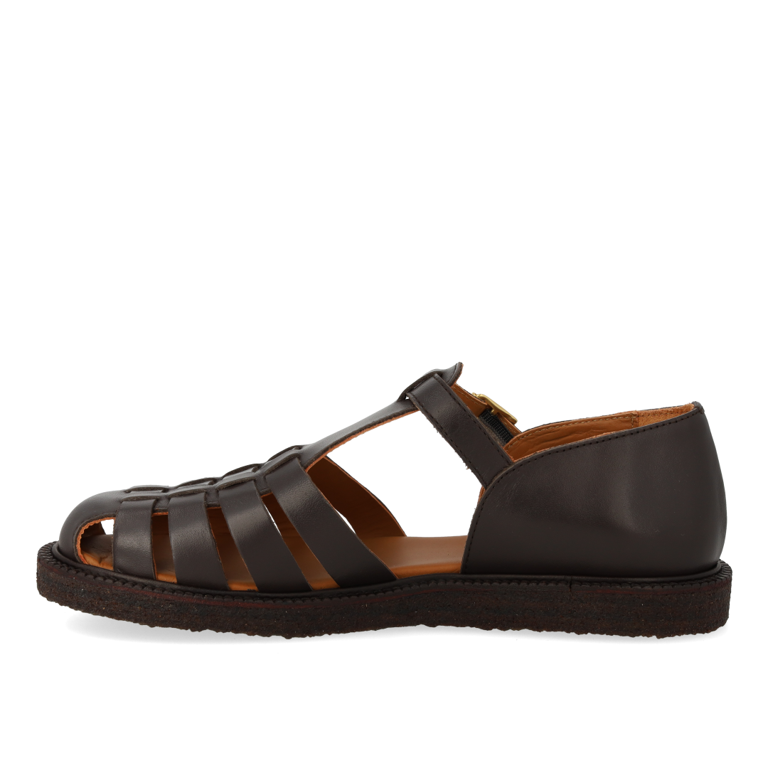 Strap buckle sandal, Dark Brown