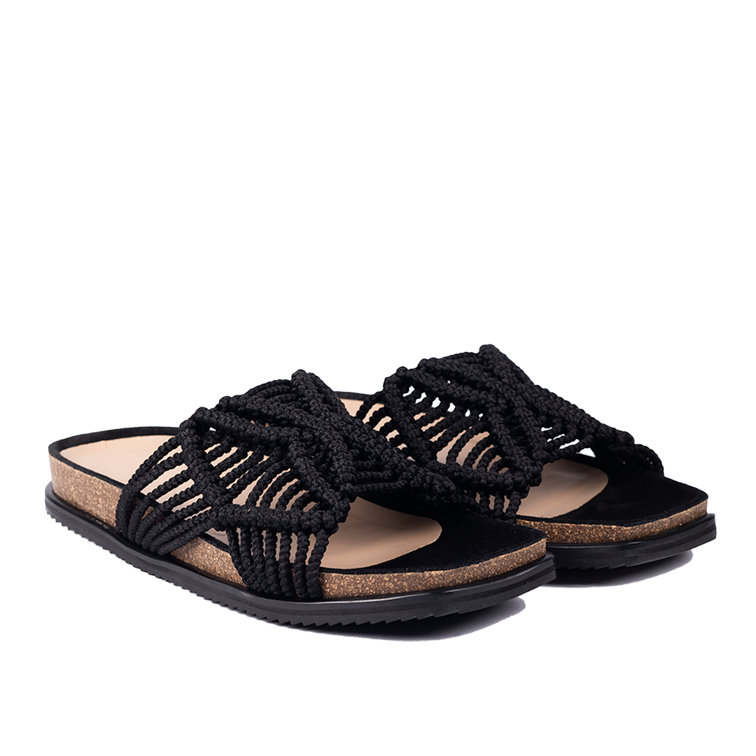 Crochet slip-in footbed sandal, Black