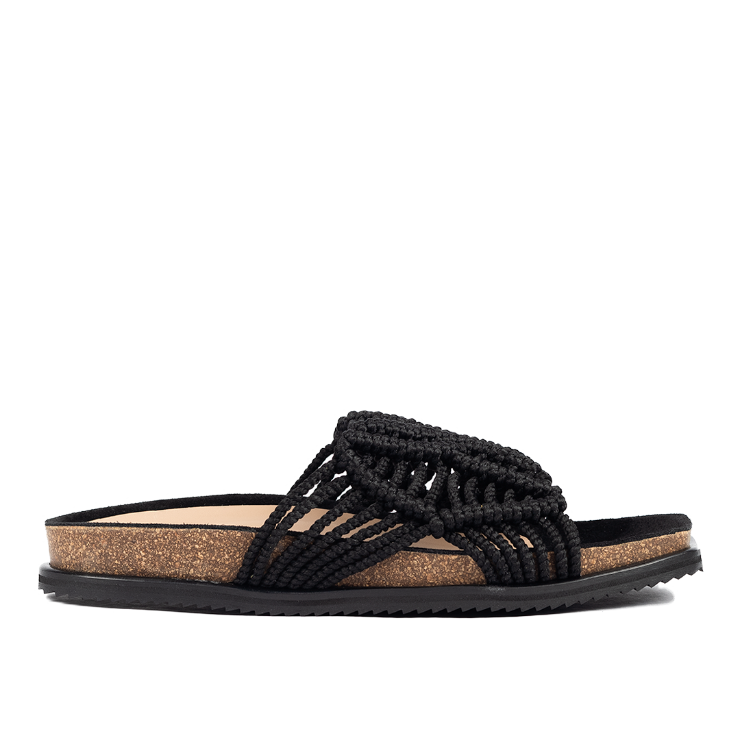 Crochet slip-in footbed sandal, Black