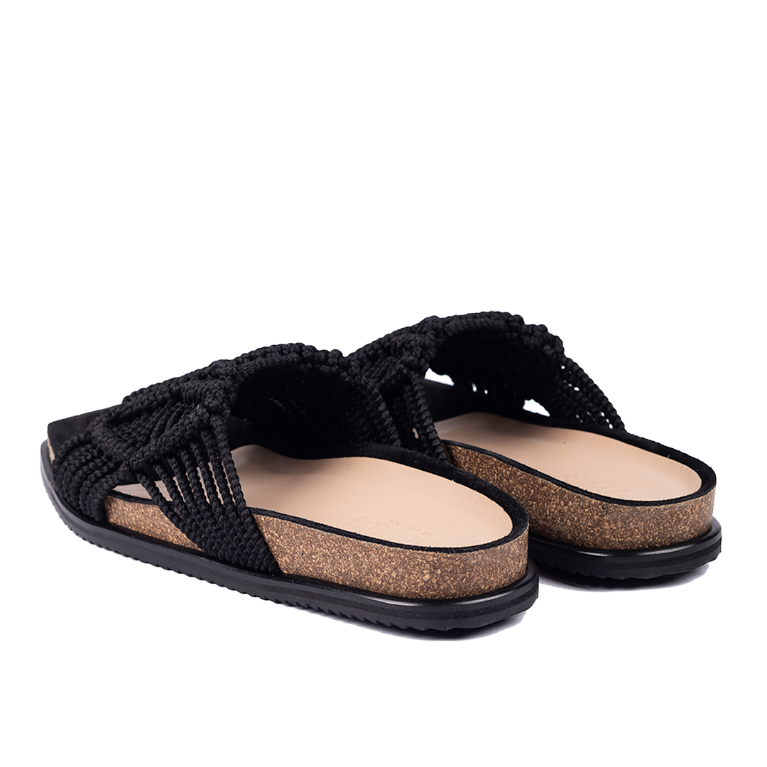 Crochet slip-in footbed sandal, Black