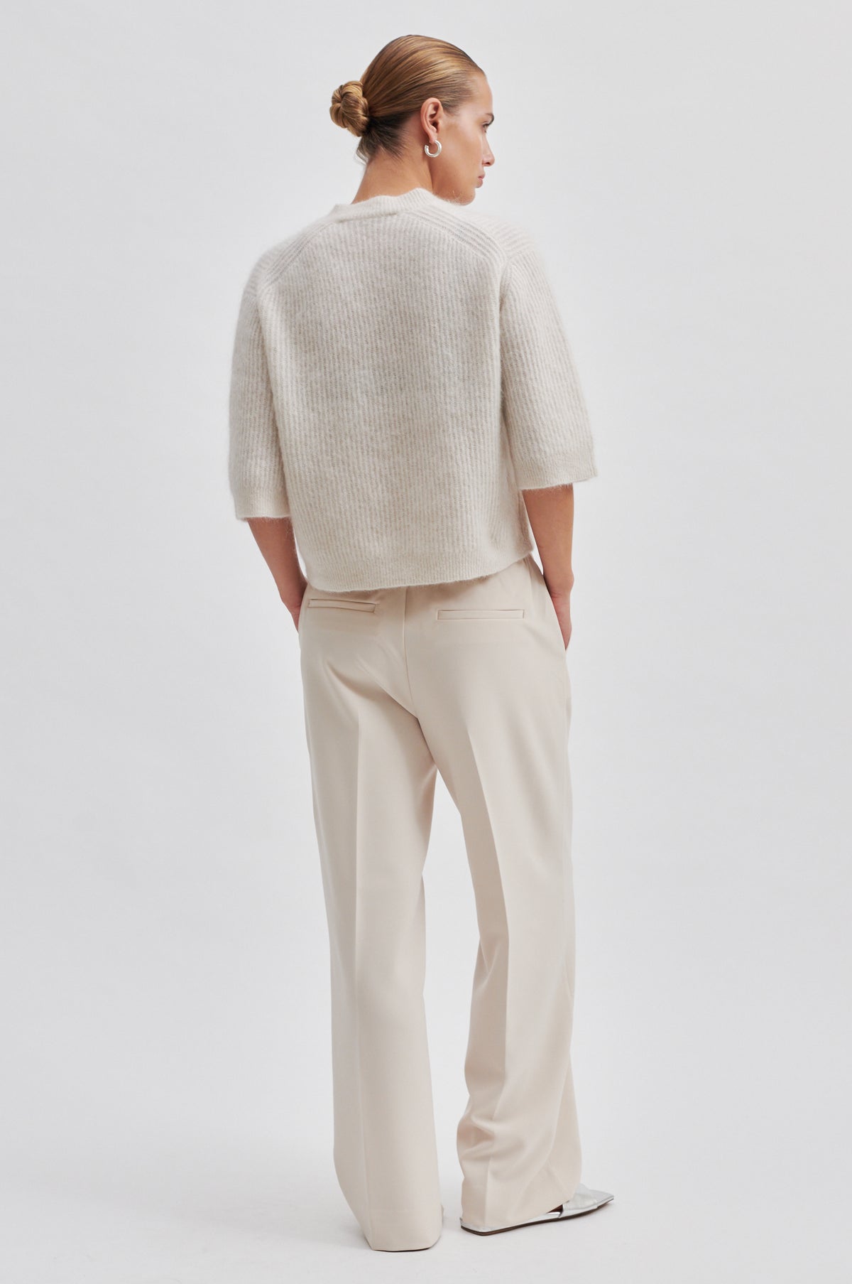 Andrea Knit Rib Cardigan, Stone