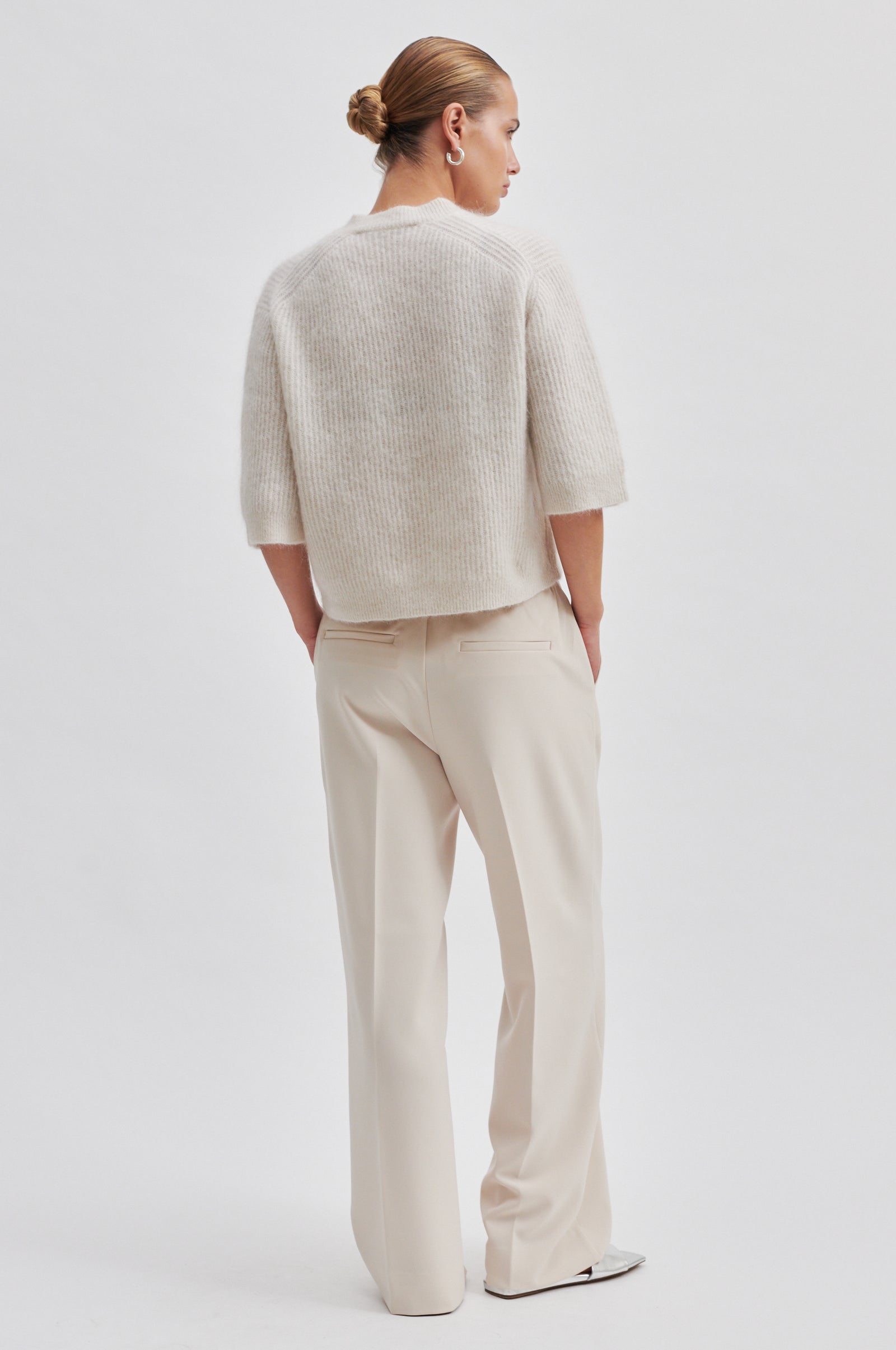 Andrea Knit Rib Cardigan, Stone