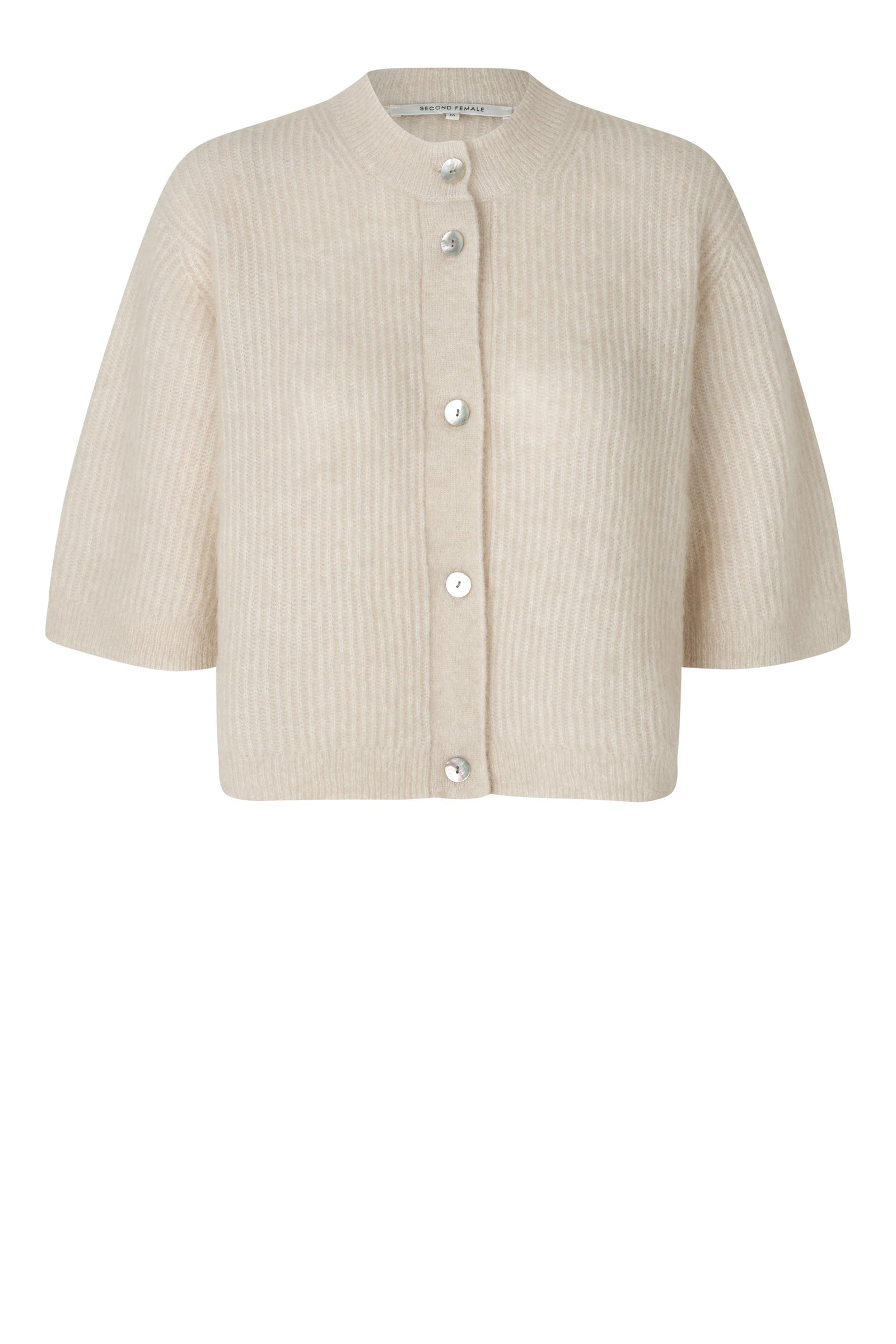 Andrea Knit Rib Cardigan, Stone