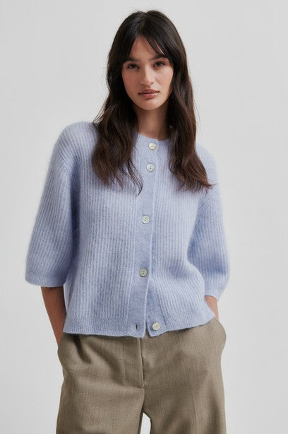 Andrea Knit Rib Cardigan, Brunnera Blue