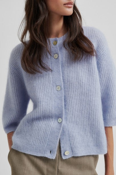 Andrea Knit Rib Cardigan, Brunnera Blue
