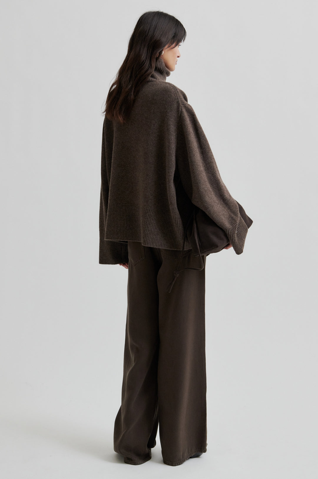 Alpha Knit T-Neck - Dark Brown Melange