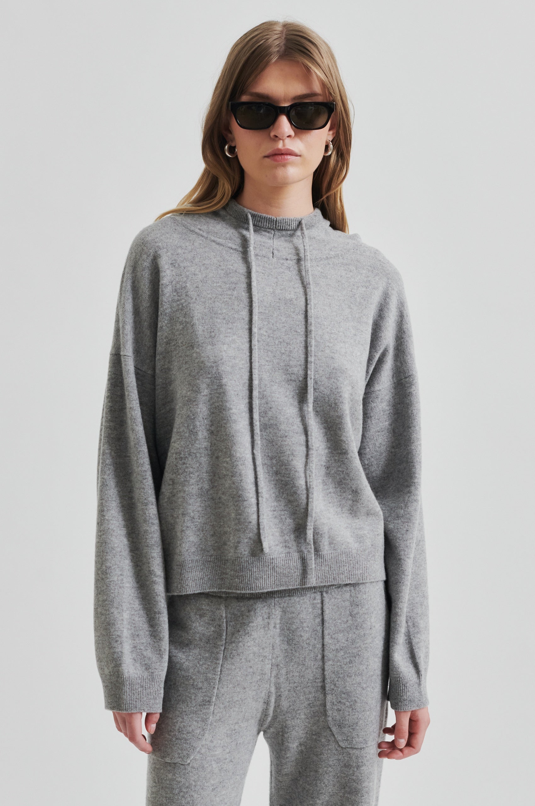 Lounge Knit Hoodie, Grey Melange