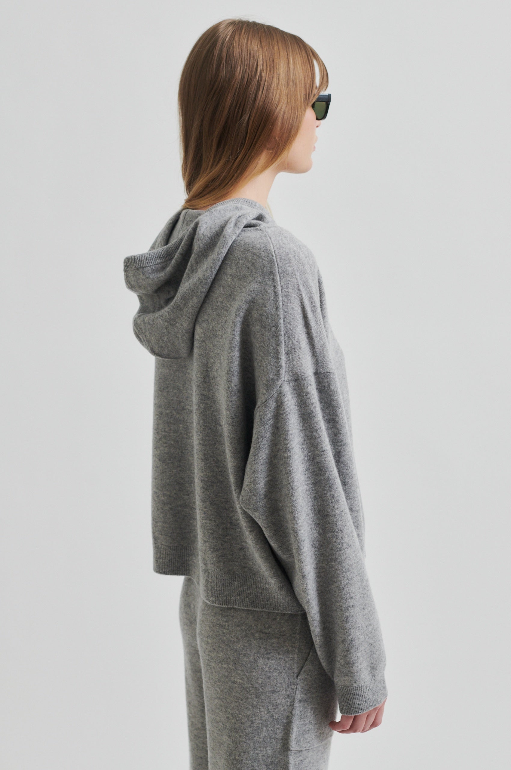 Lounge Knit Hoodie, Grey Melange