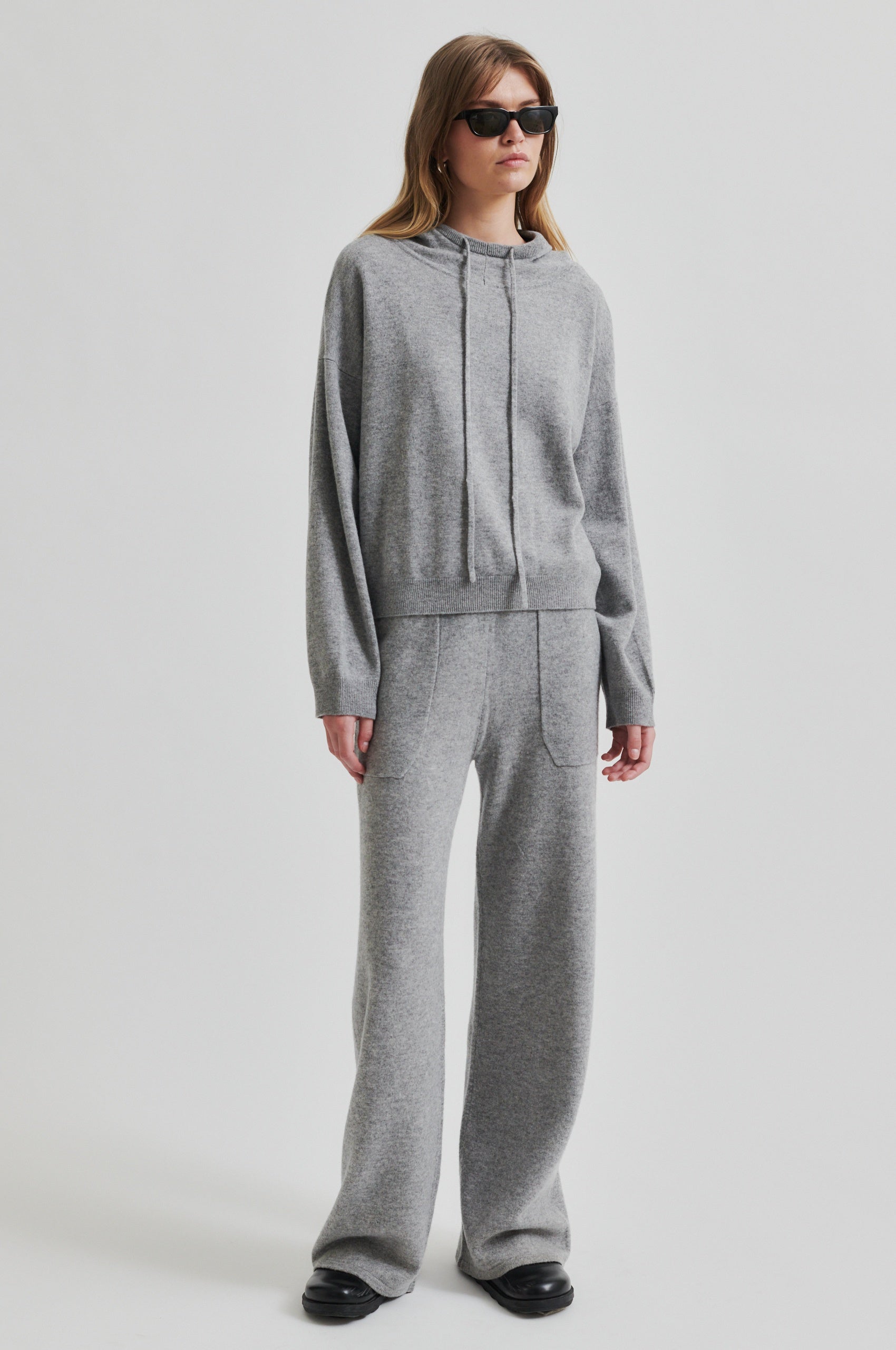 Lounge Knit Hoodie, Grey Melange