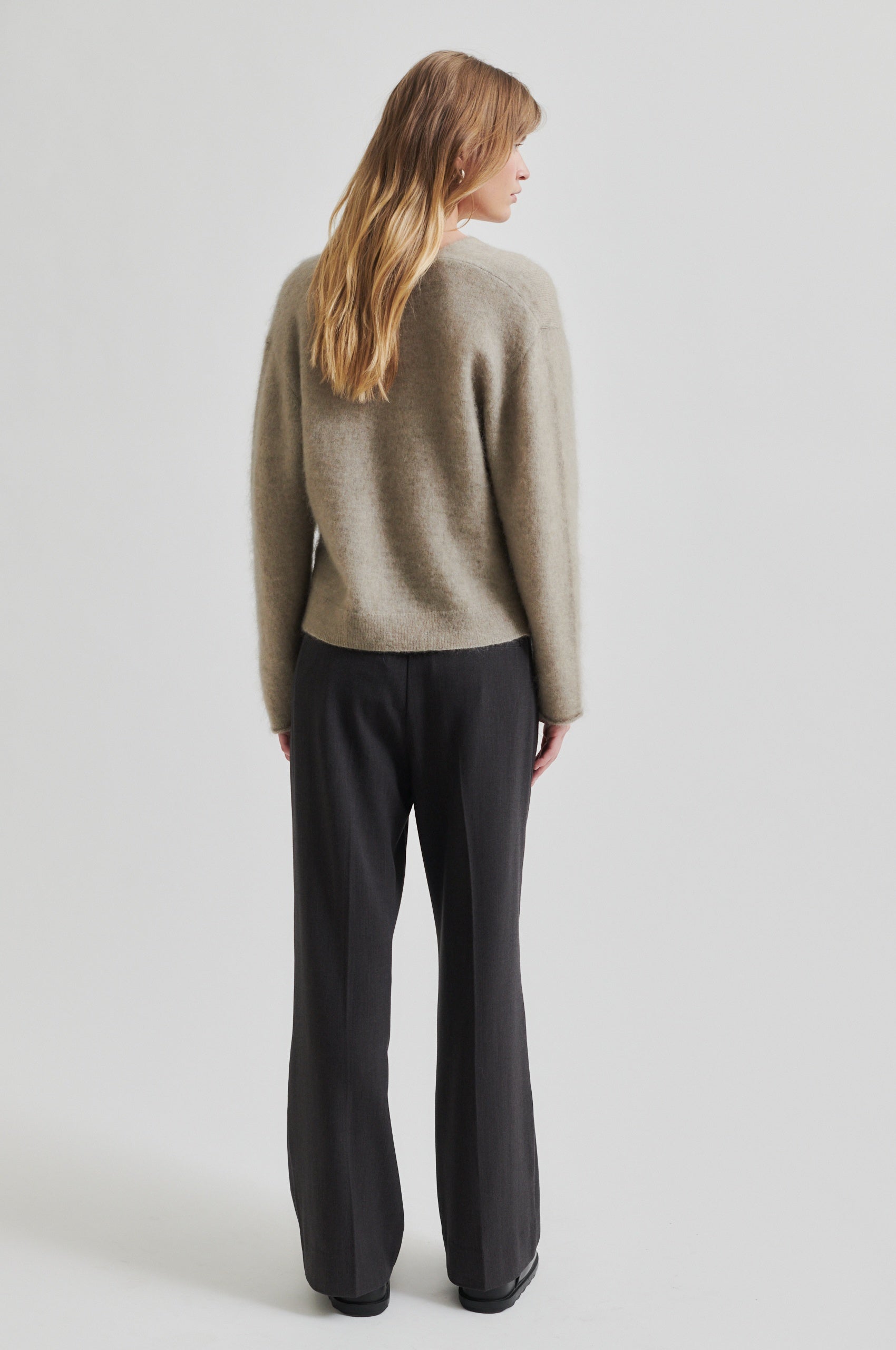 Camryn Knit V-Neck, Dark Beige
