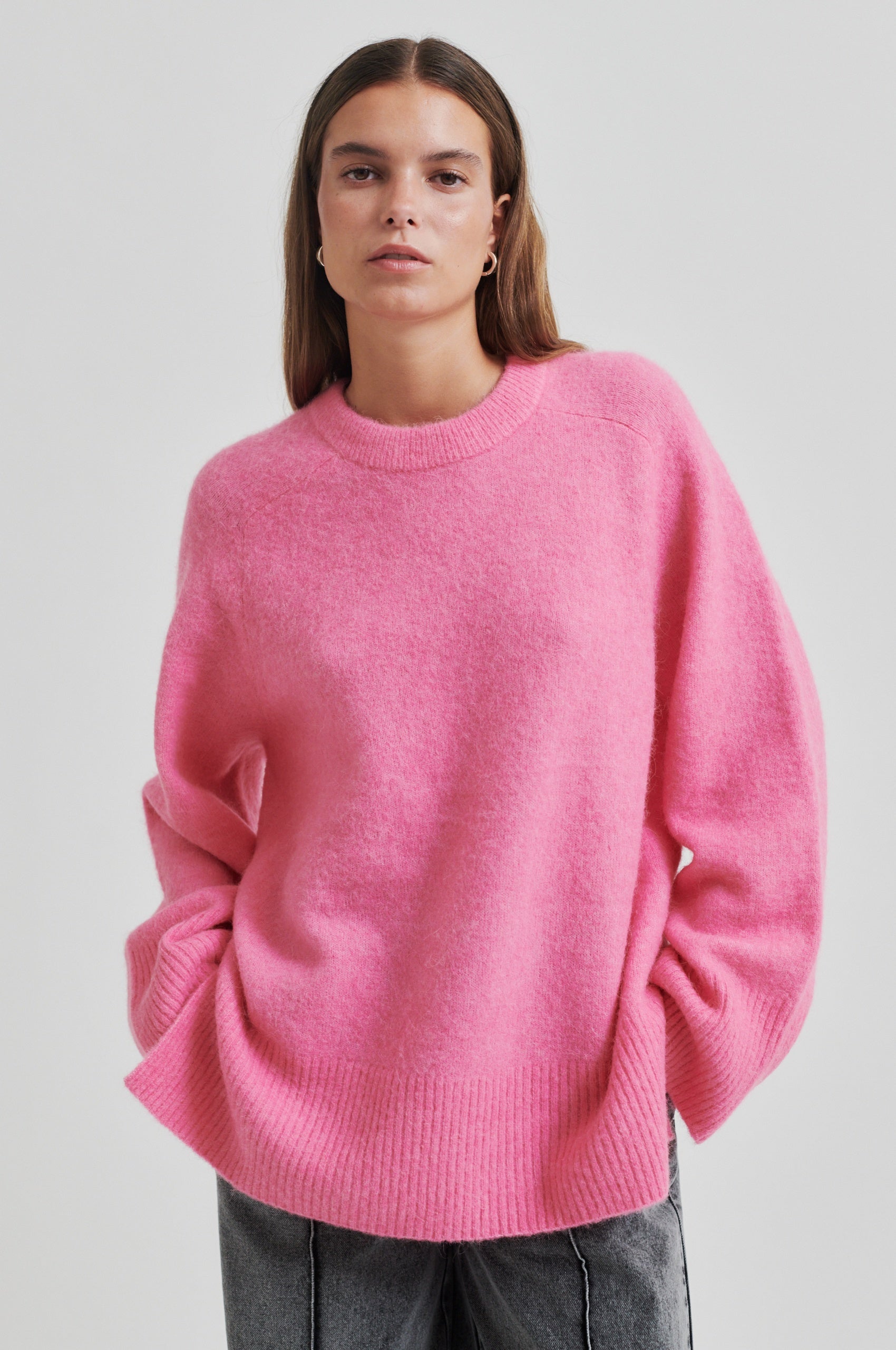 Roy Knit Raglan O-Neck, Pink