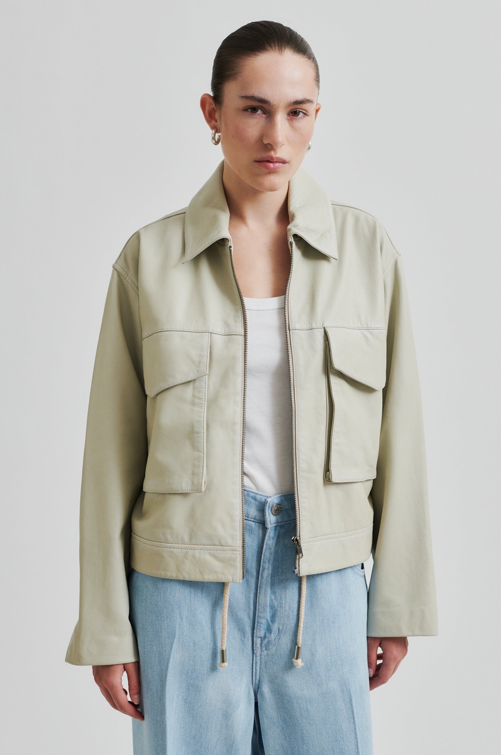 Lanto Leather Jacket, Sand