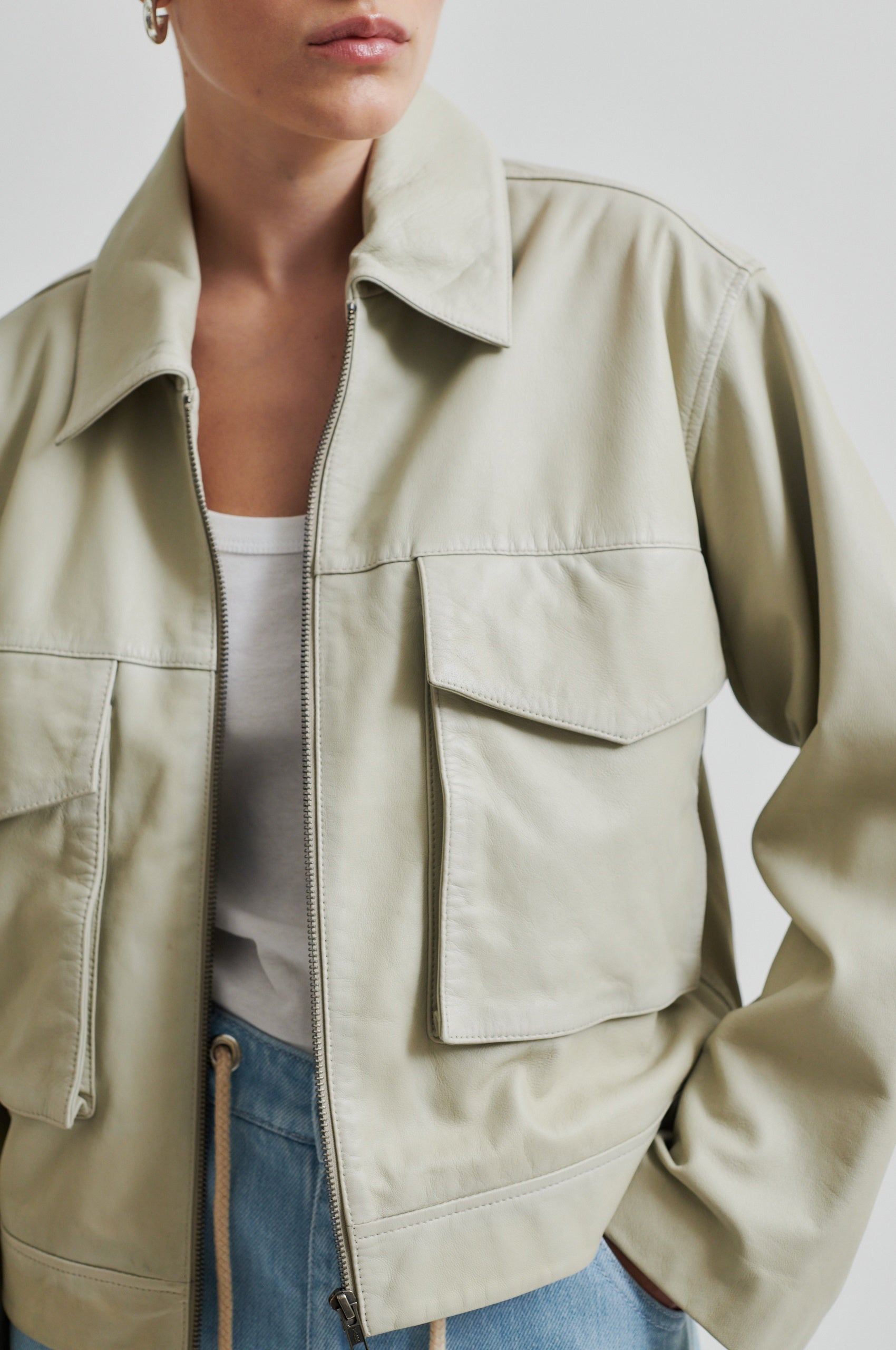Lanto Leather Jacket, Sand