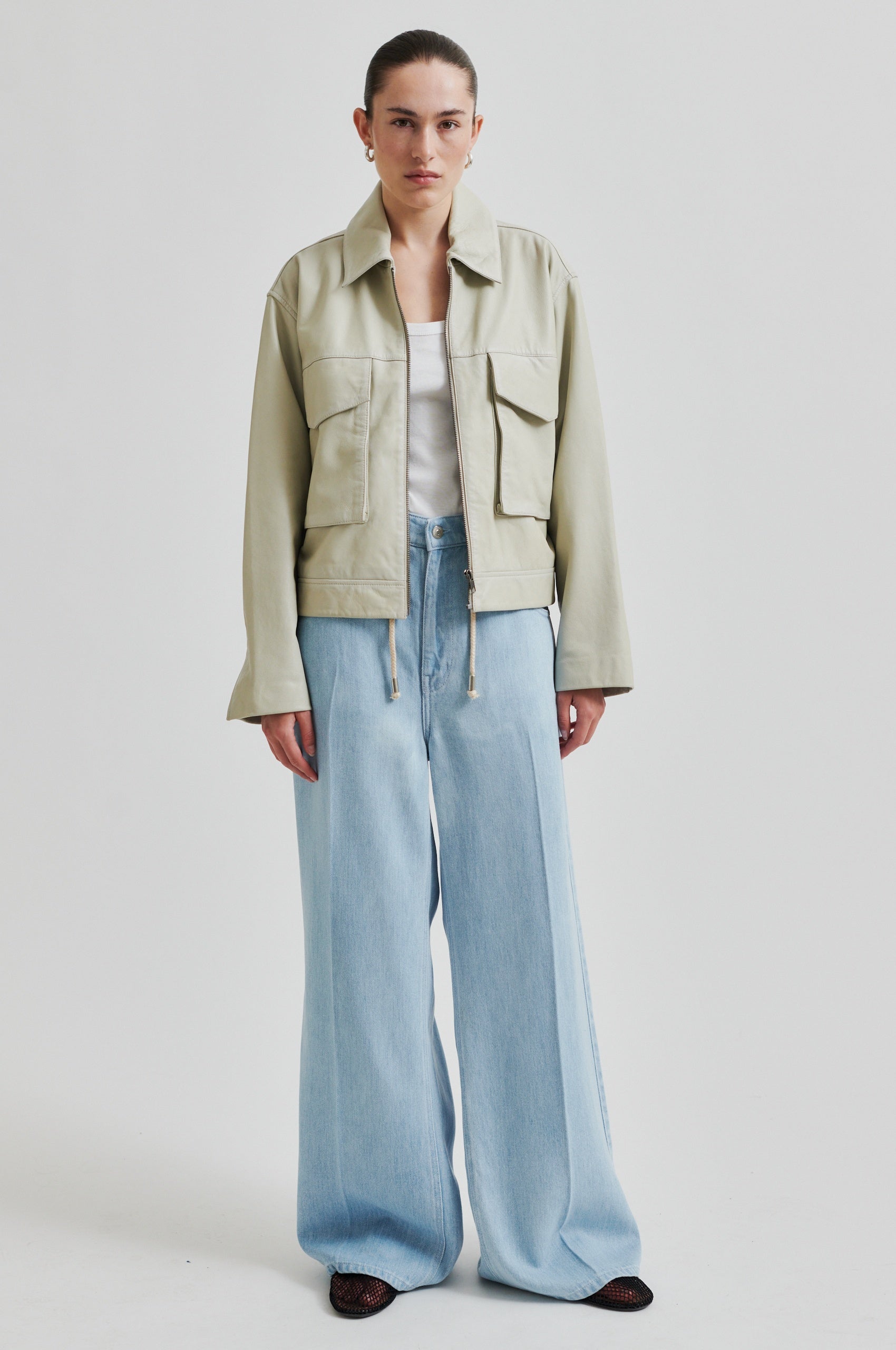 Lanto Leather Jacket, Sand