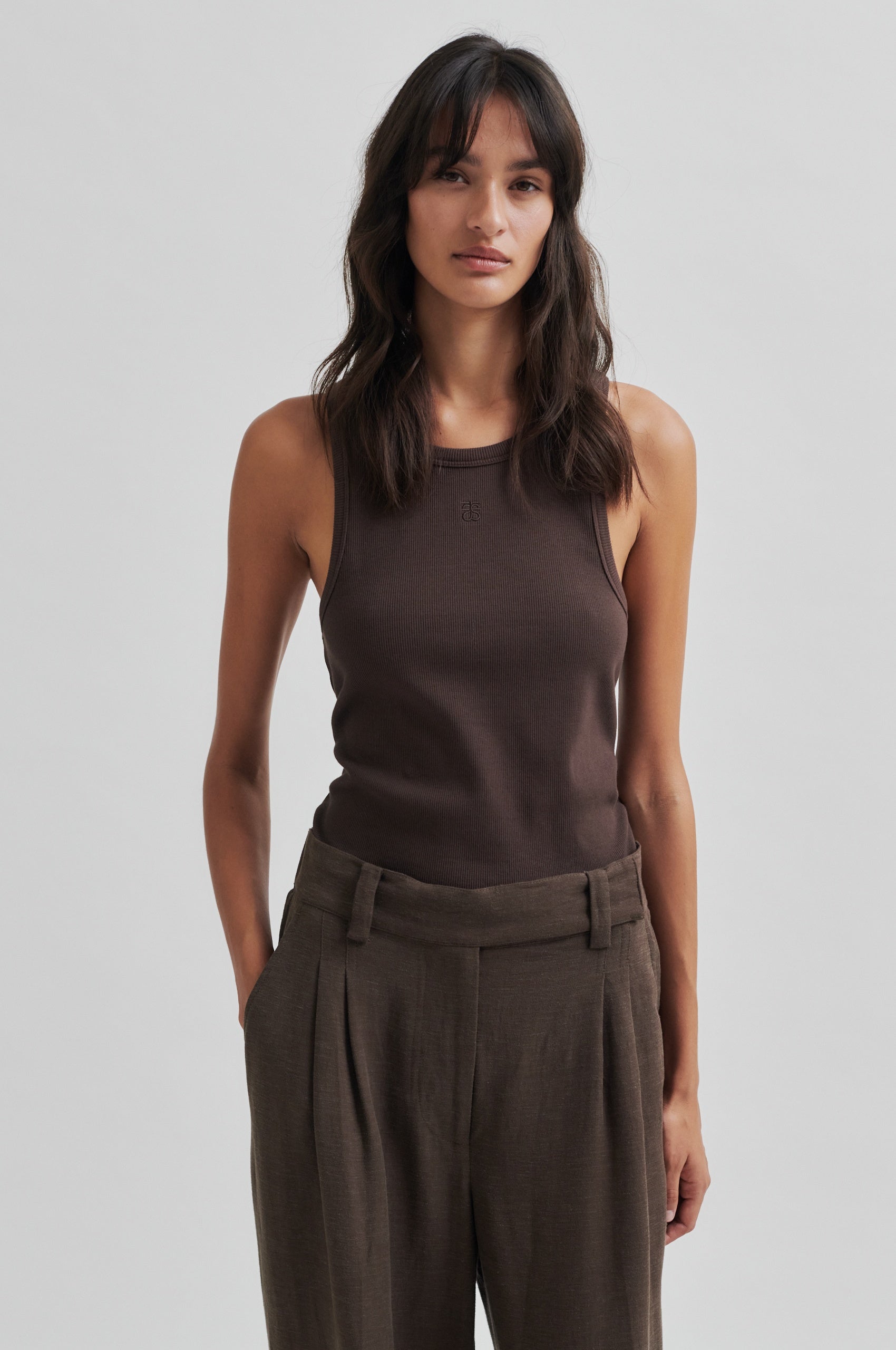 Gelina Tank Top, Choco Brown