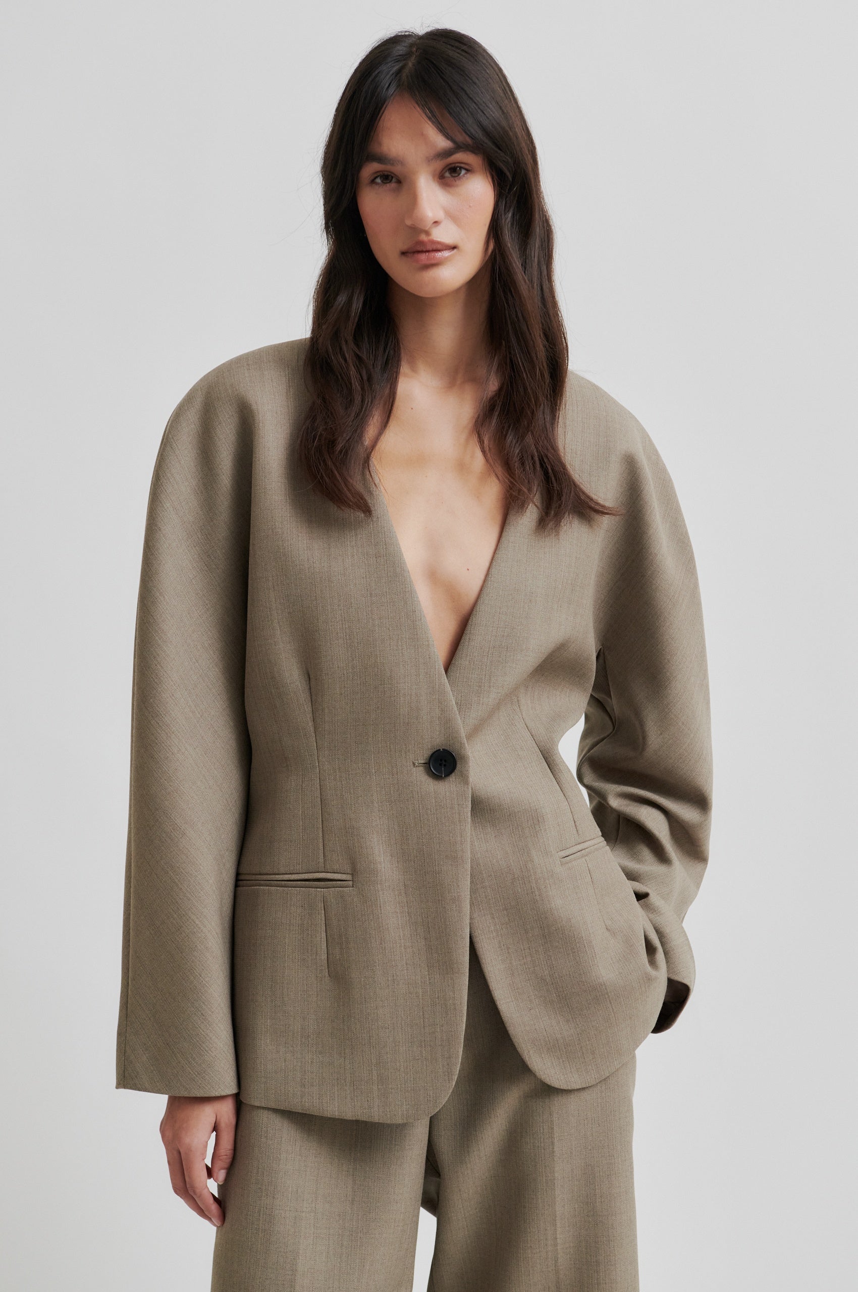 Levelup Blazer, Mid Brown Melange