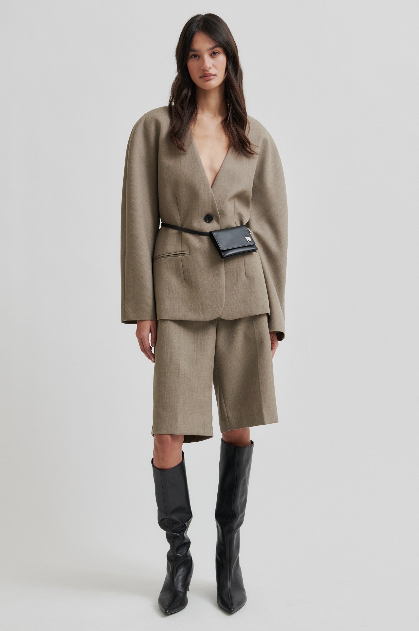 Levelup Blazer, Mid Brown Melange