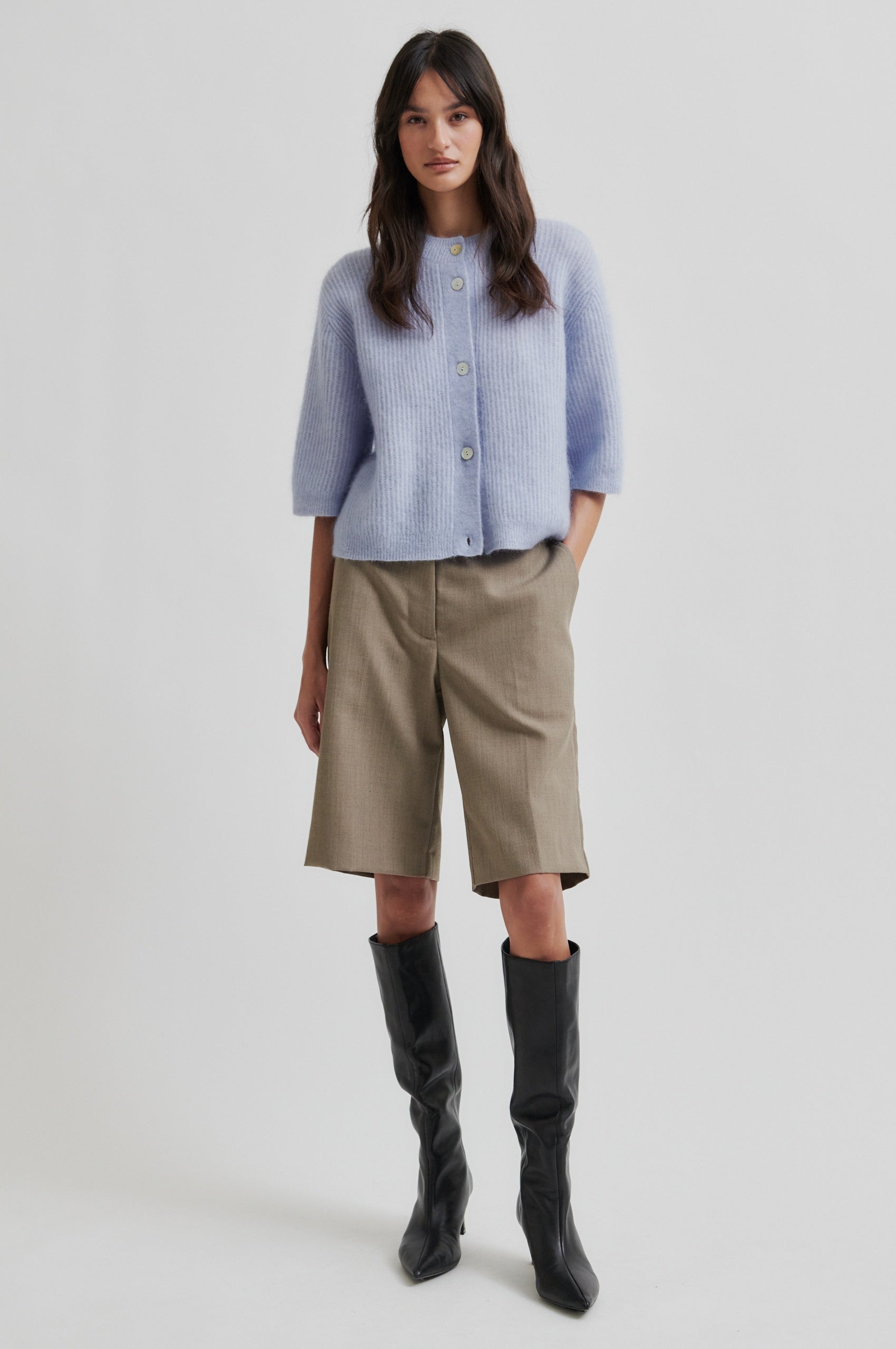 Levelup Tailored Shorts, Mid Brown Melange