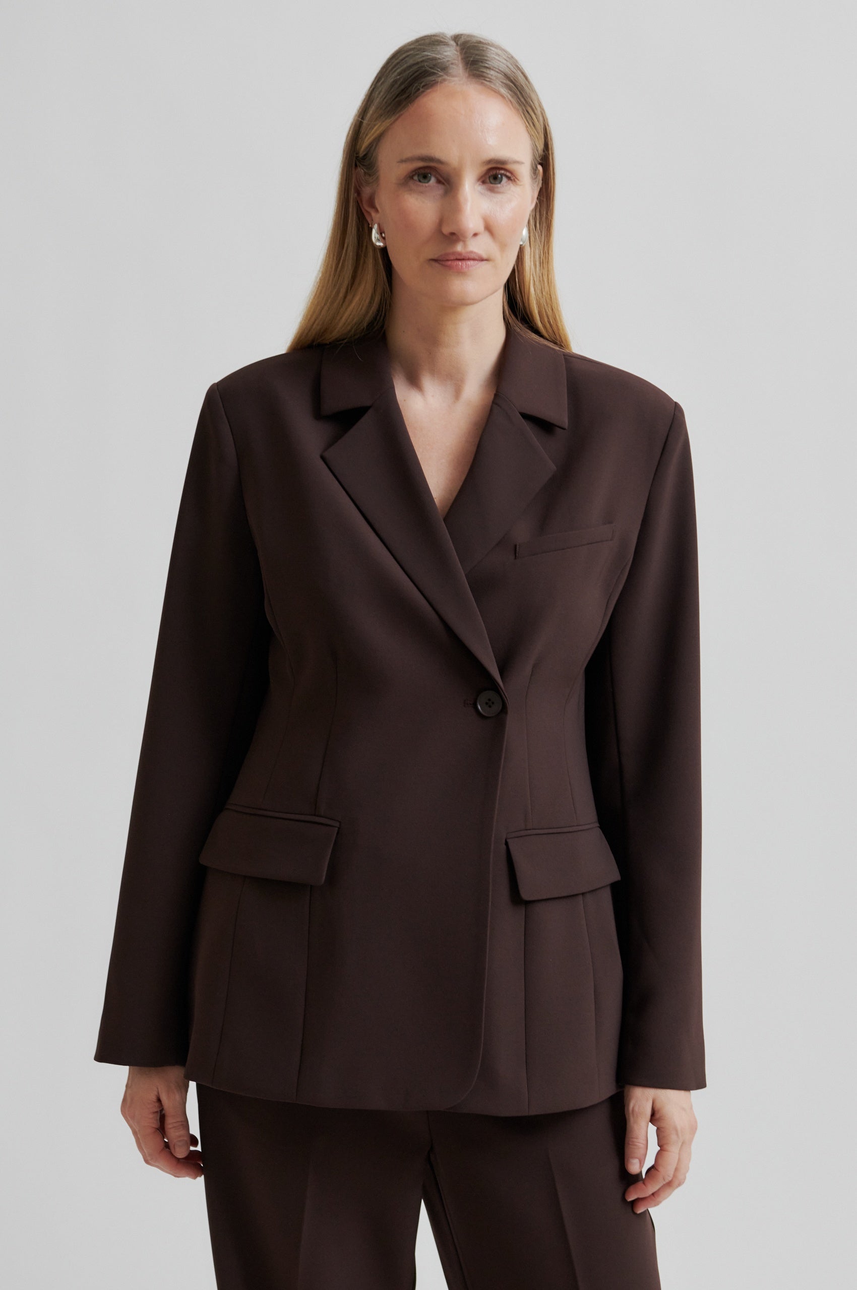 Fique Fitted Blazer, Chocolate Plum
