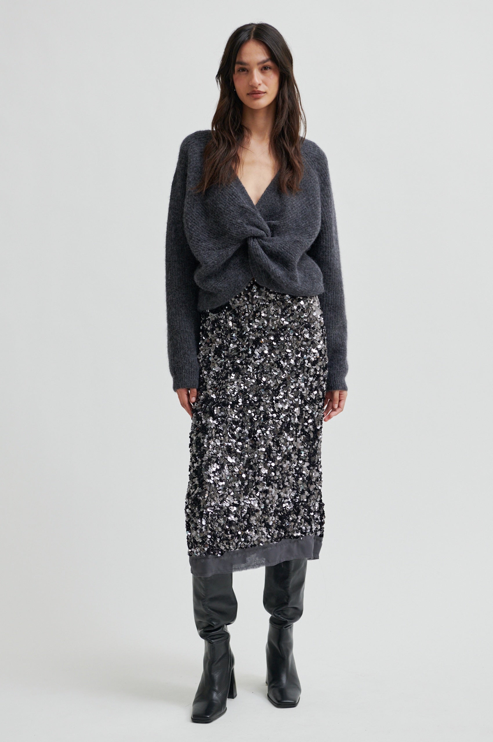 Flare Knit, Dark Grey Melange