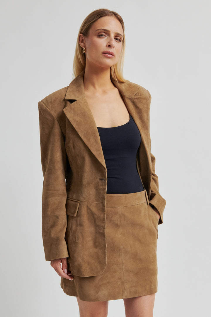 Suellen Fitted Suede Blazer