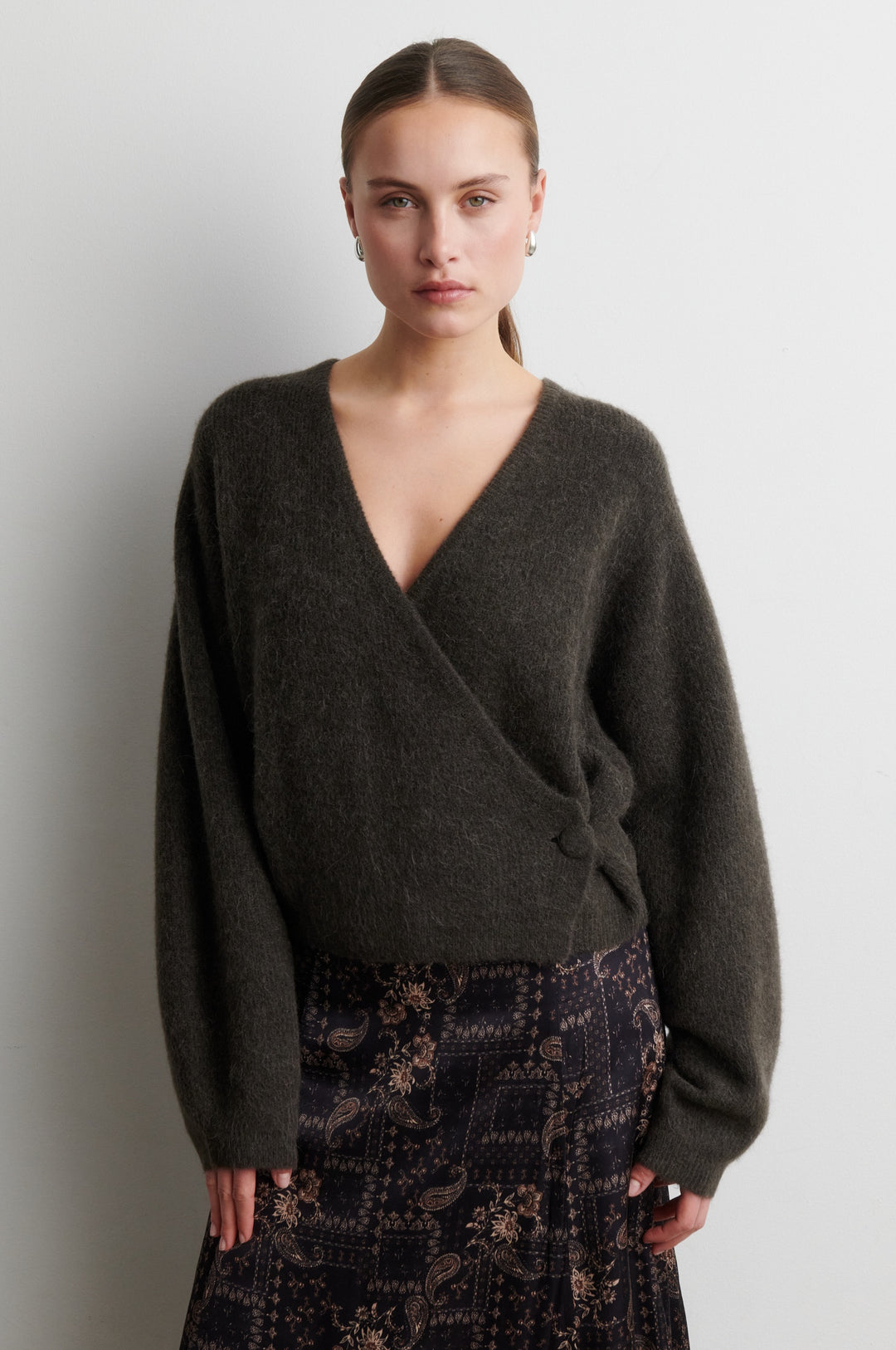 Gabby Wrap Knit - Black Olive