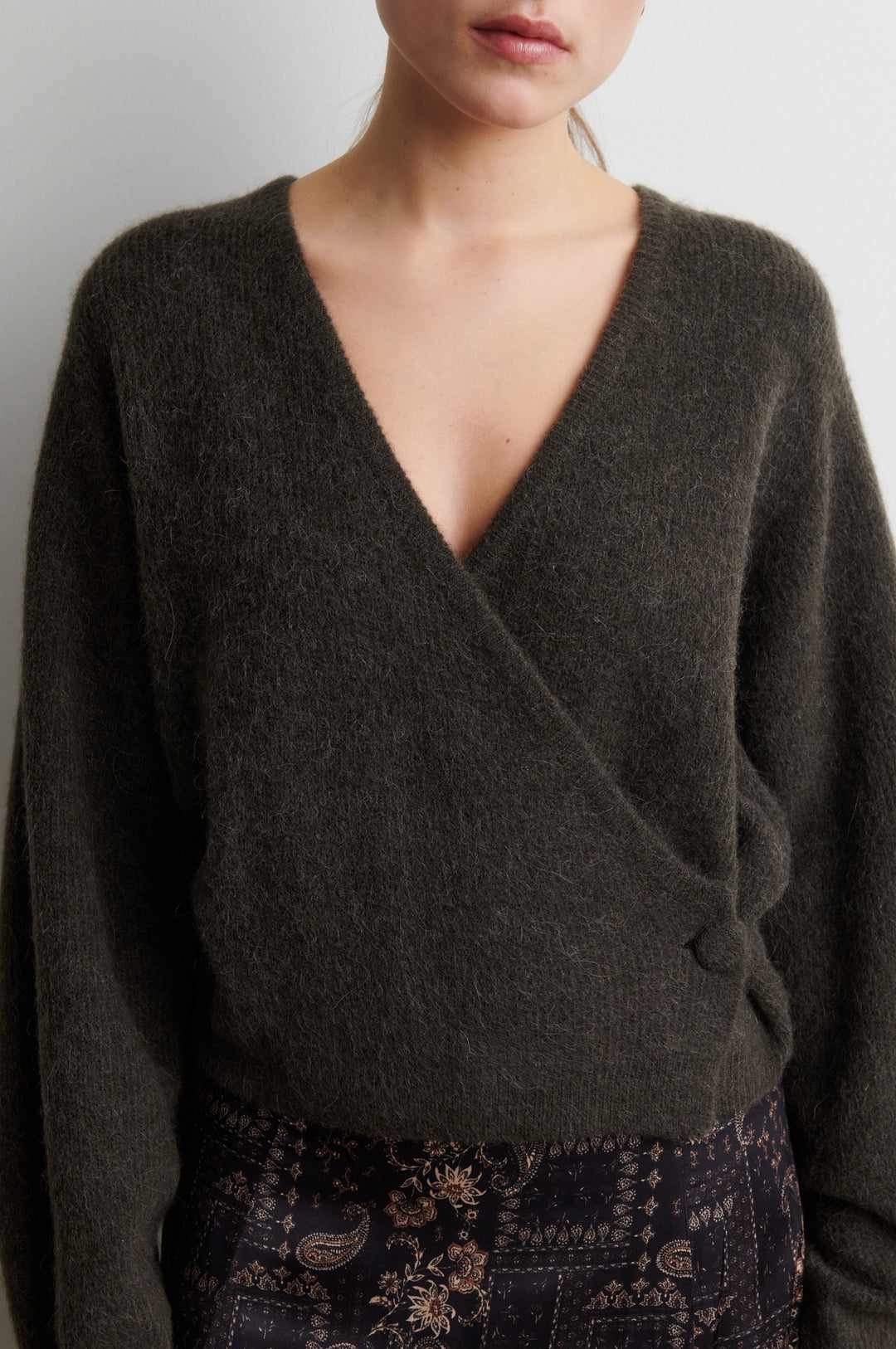 Gabby Wrap Knit - Black Olive