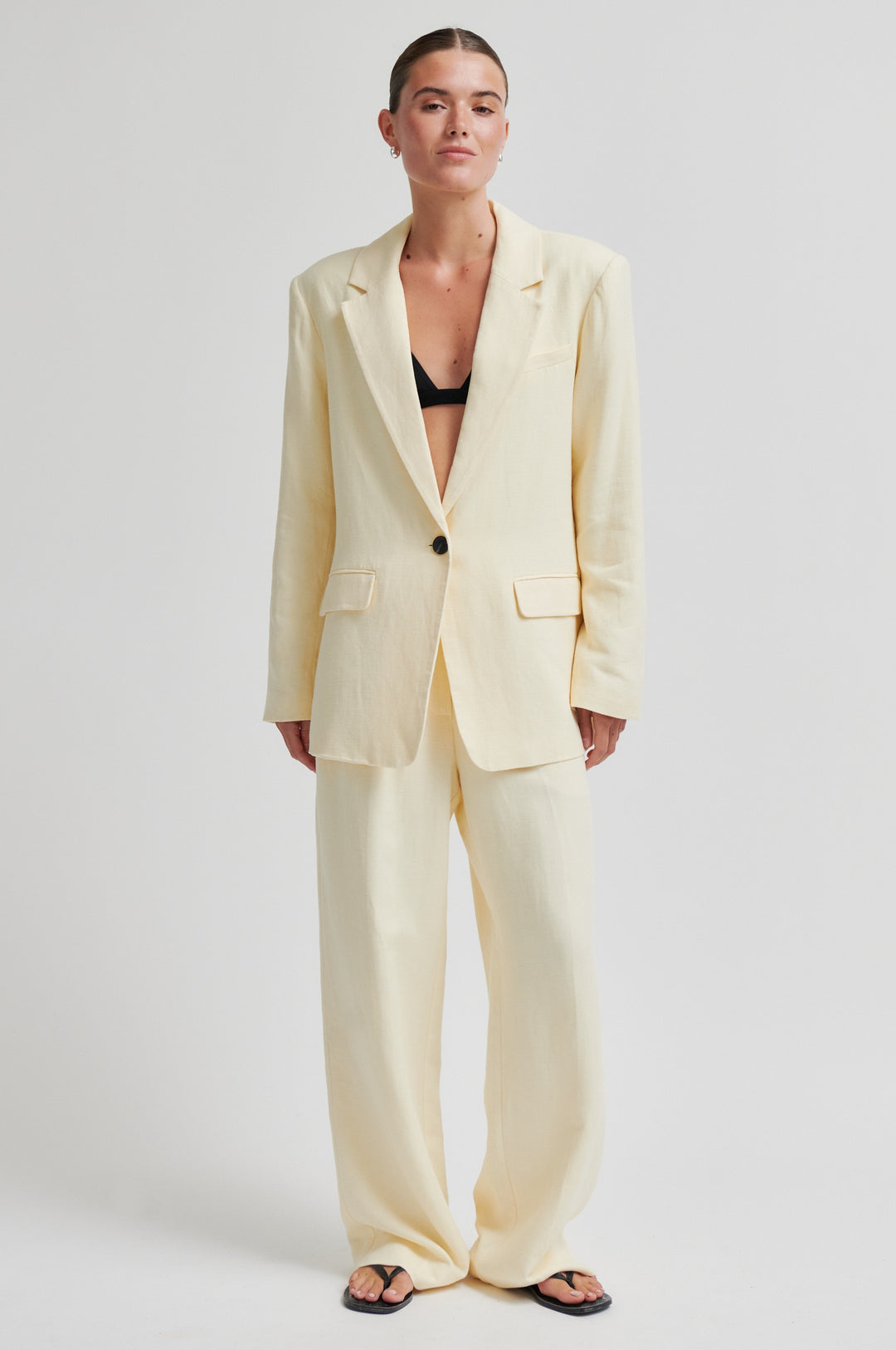 Lino Classic Trousers, Lemon