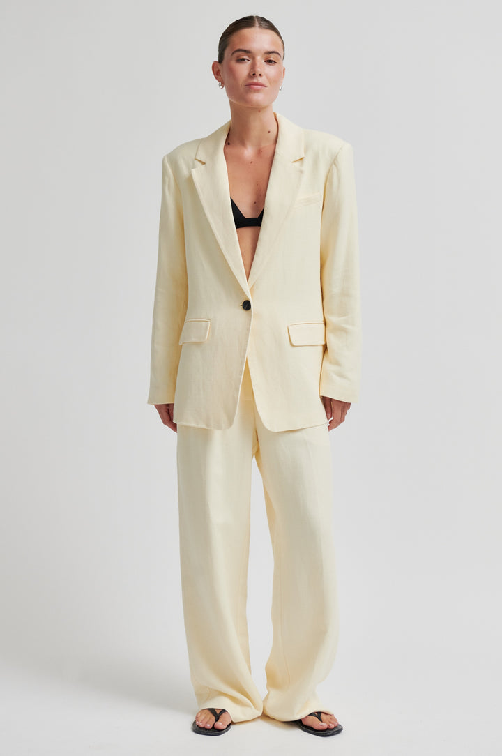 Lino Classic Trousers, Lemon
