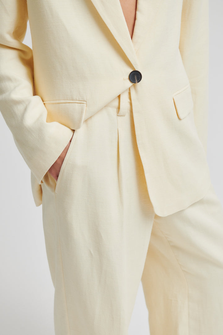 Lino Classic Trousers, Lemon